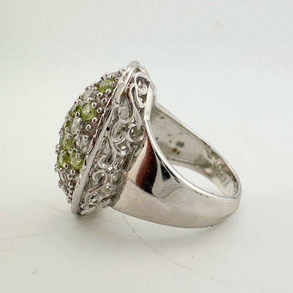 3 Carat Large and Beautiful Peridot Pave' Ring Size 7 - Picture 10 of 16
